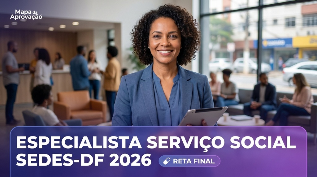 Especialista Serviço Social SEDES-DF 2026 — Simulado Quadrix Comentado (120q) + Minha Banca (IA que corrige e avalia redação)