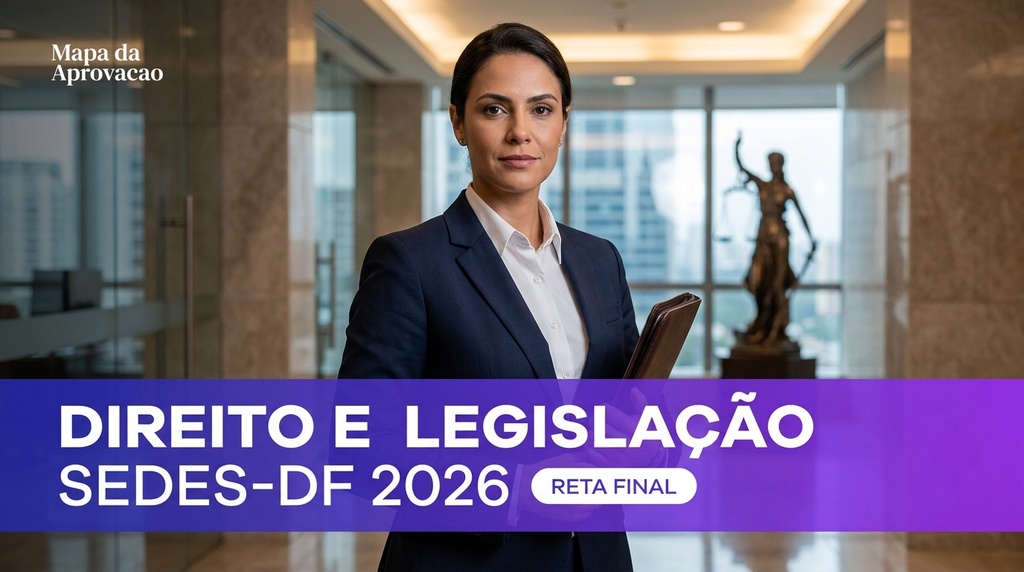 Direito e Legislação SEDES-DF 2026 — Curso Completo — Apostila + 120 Questões + Audiobook + Minha Banca (IA que corrige e avalia redação)